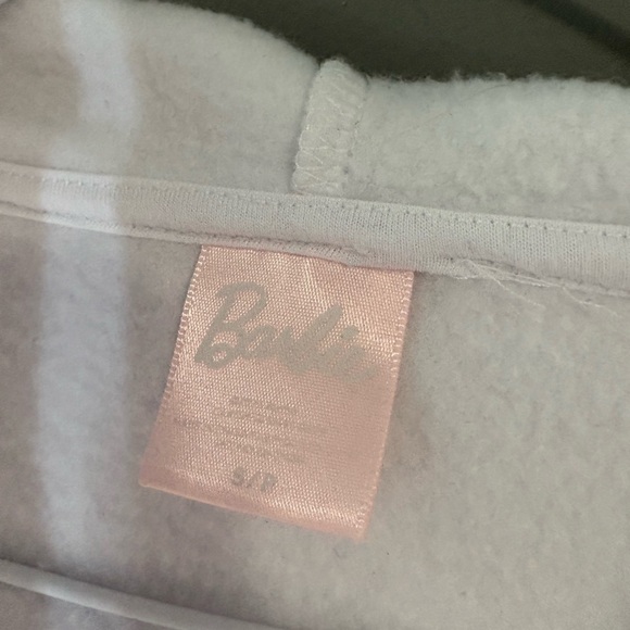 Barbie size small White Hoodie with Pink Barbie Logo, full front zip - Picture 3 of 8